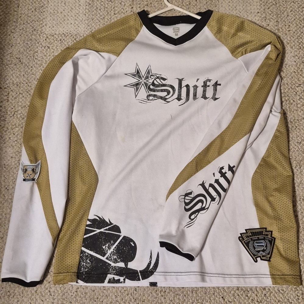 SHIFT Racing/Motocross Long Sleve White and Gold Jersey